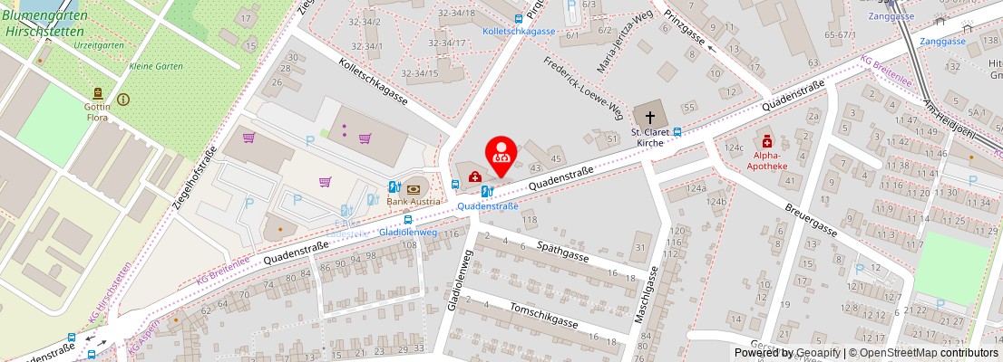 Street map section around the address