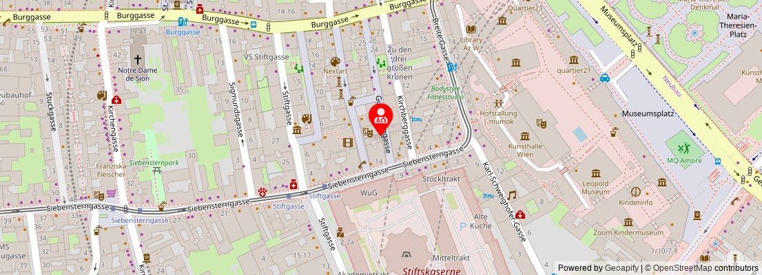 Street map section around the address