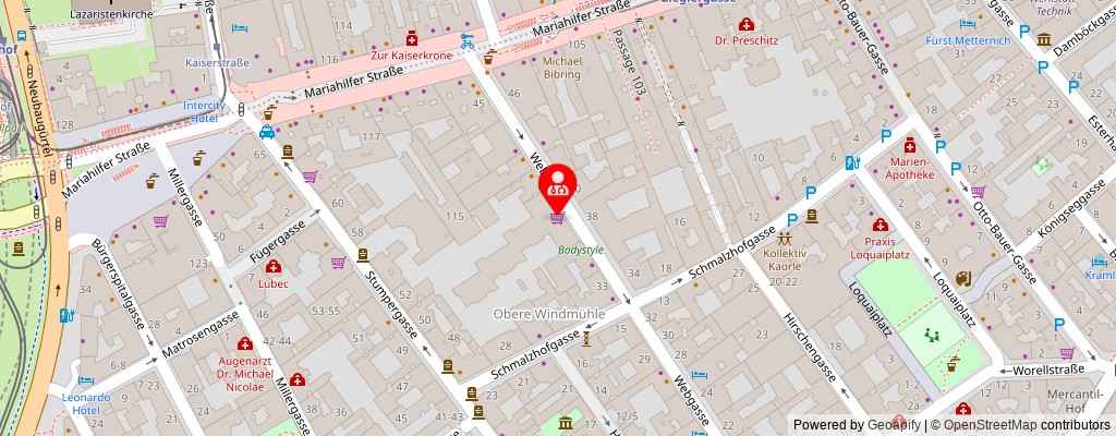 Street map section around the address