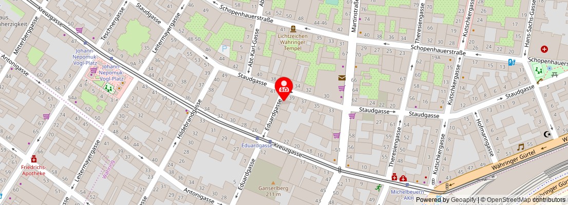 Street map section around the address