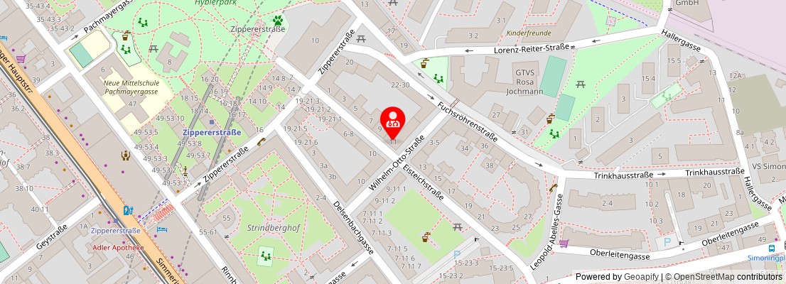 Street map section around the address