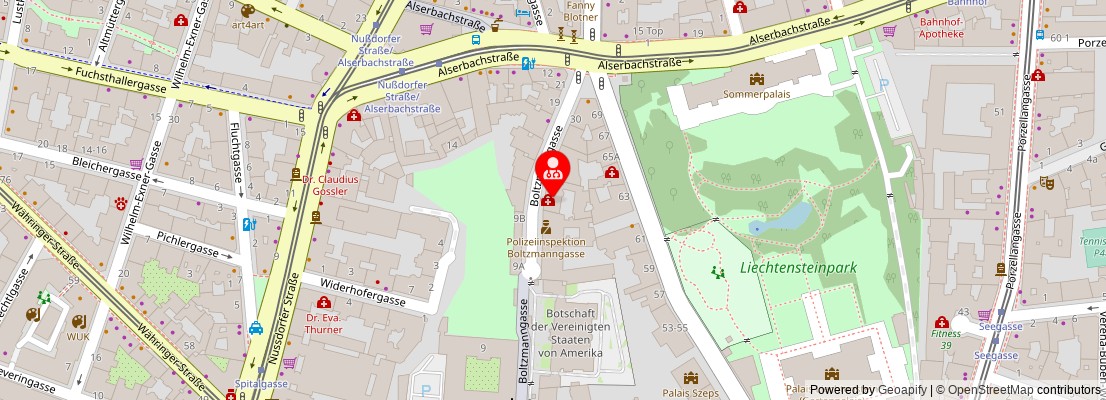 Street map section around the address