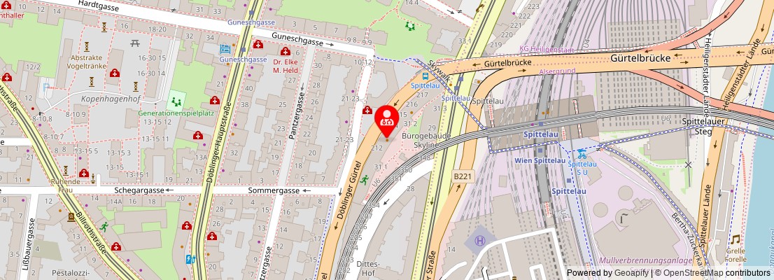 Street map section around the address