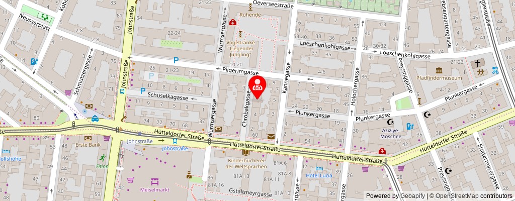 Street map section around the address
