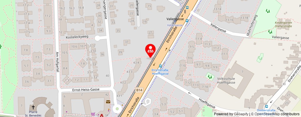 Street map section around the address