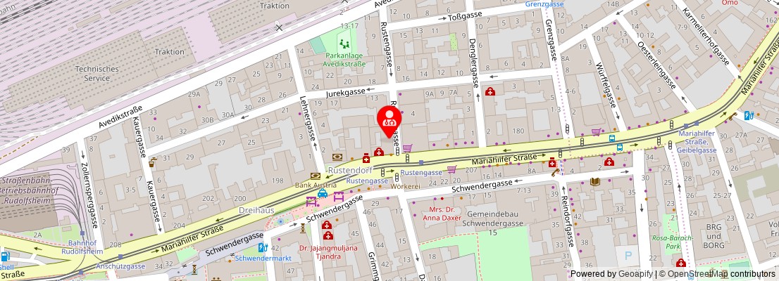 Street map section around the address