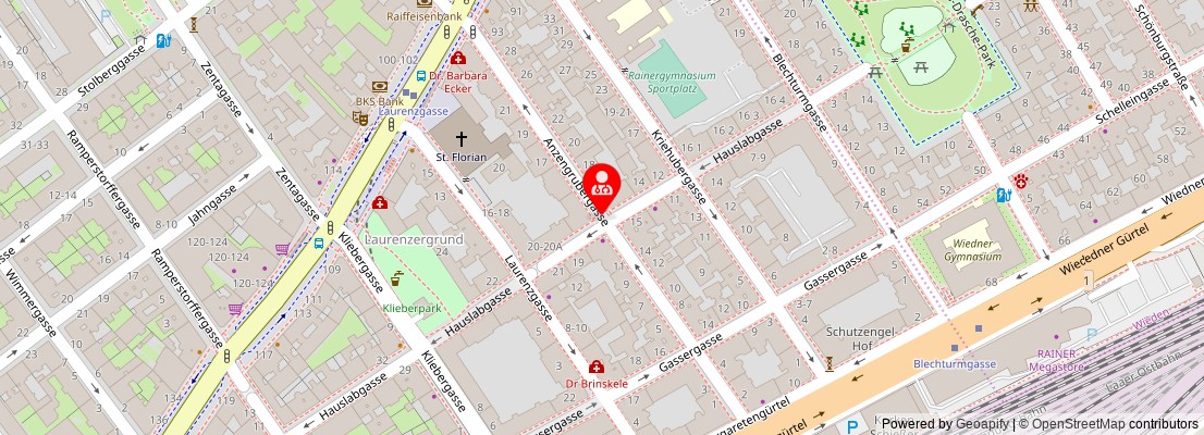 Street map section around the address