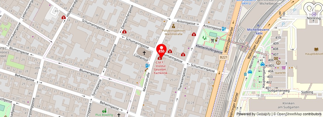 Street map section around the address