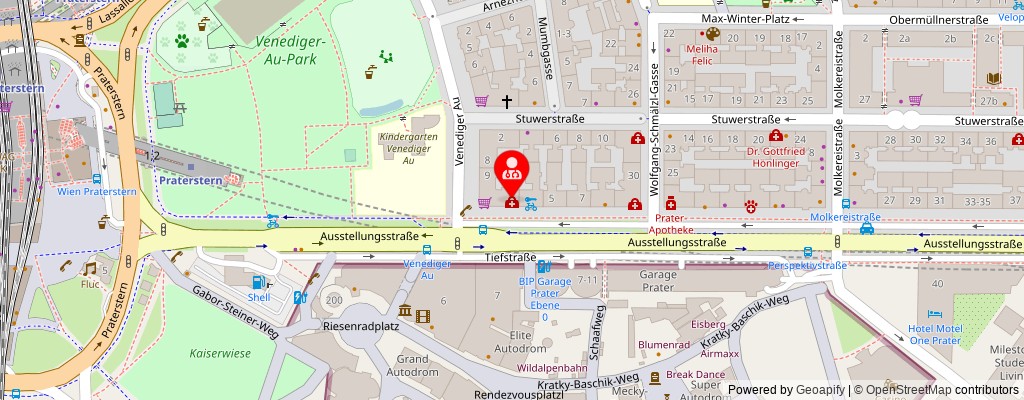Street map section around the address