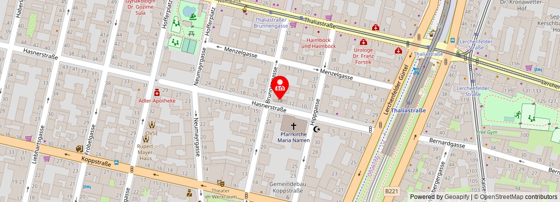 Street map section around the address