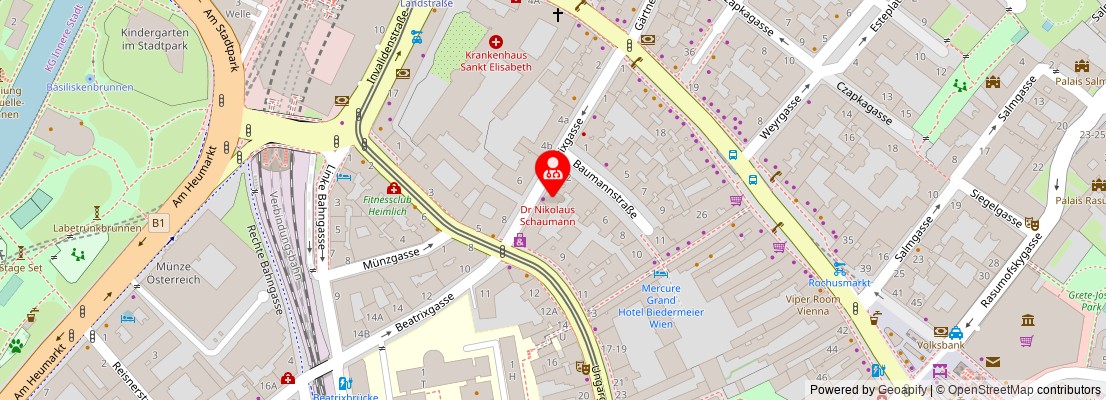 Street map section around the address