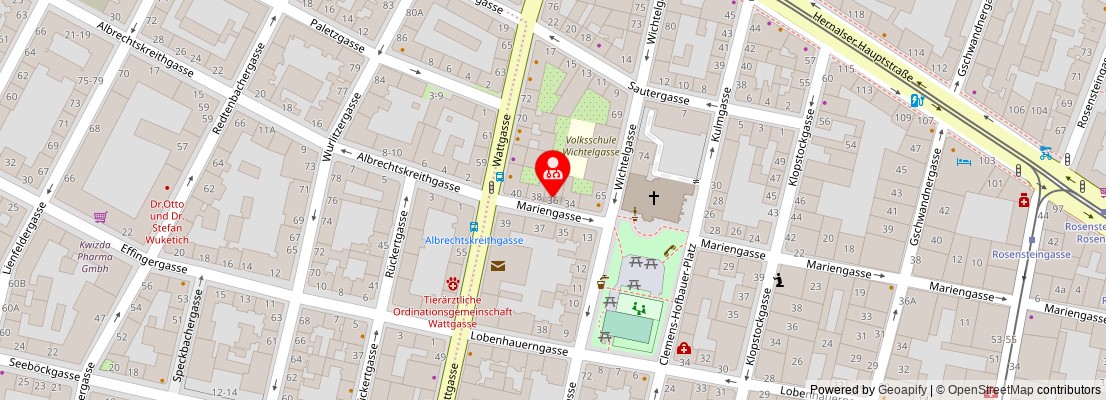 Street map section around the address