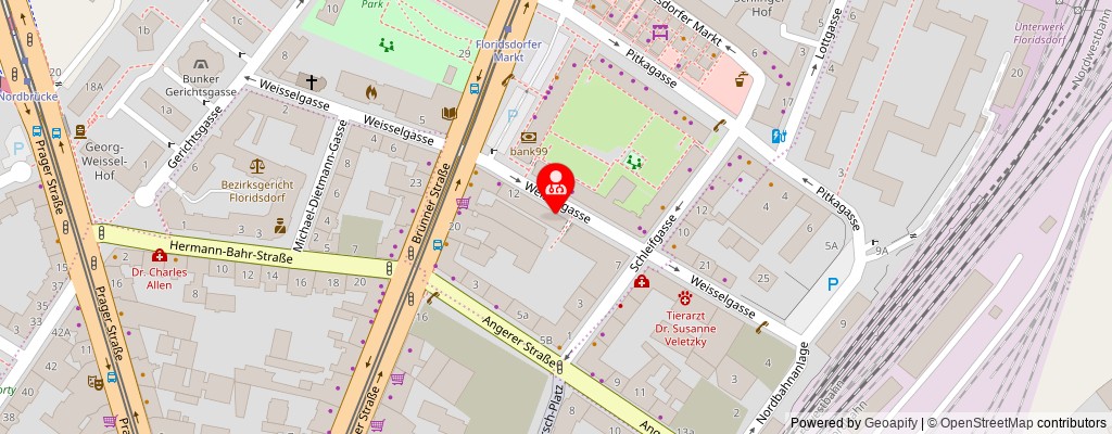 Street map section around the address