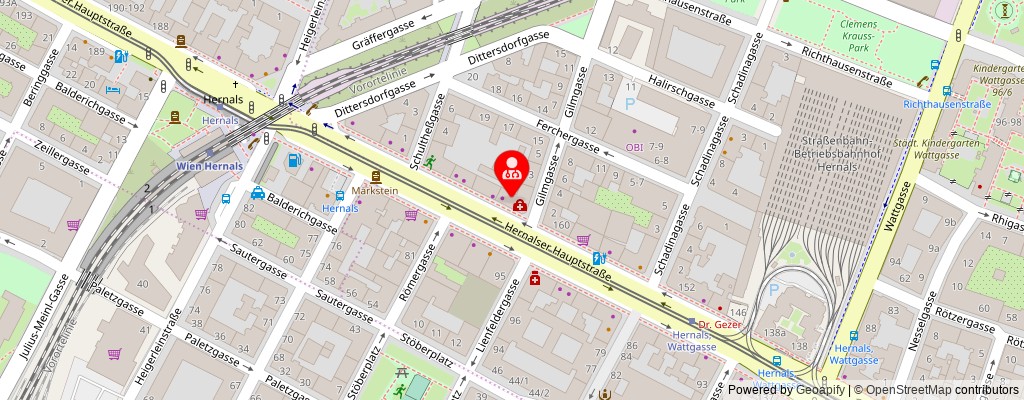 Street map section around the address