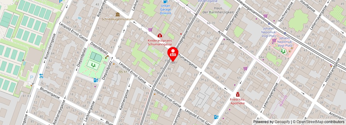 Street map section around the address