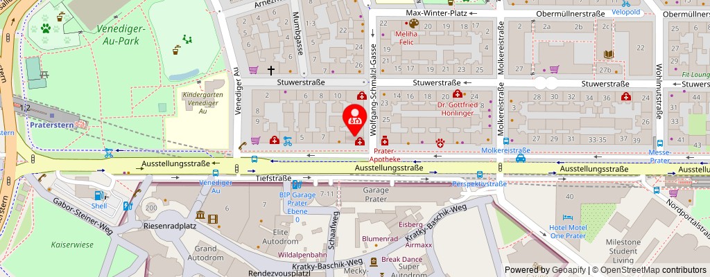 Street map section around the address