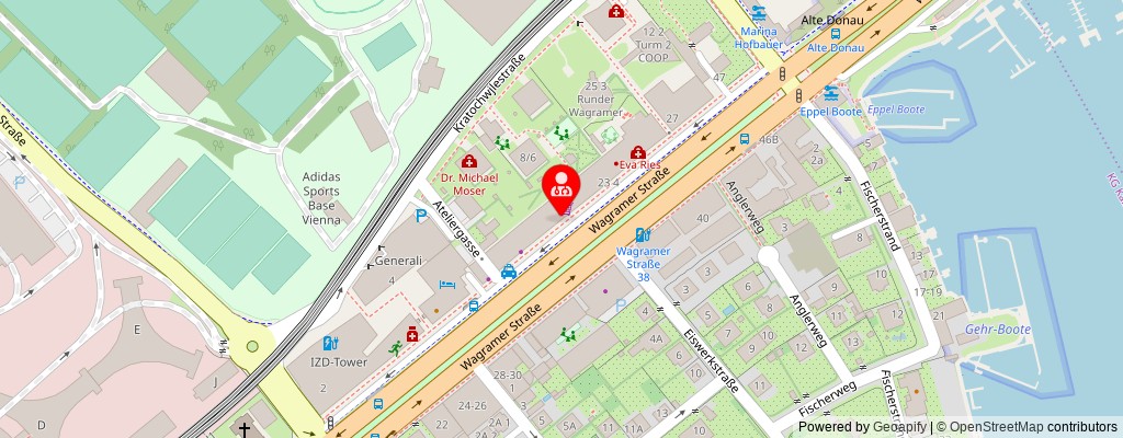 Street map section around the address