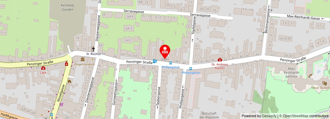 Street map section around the address