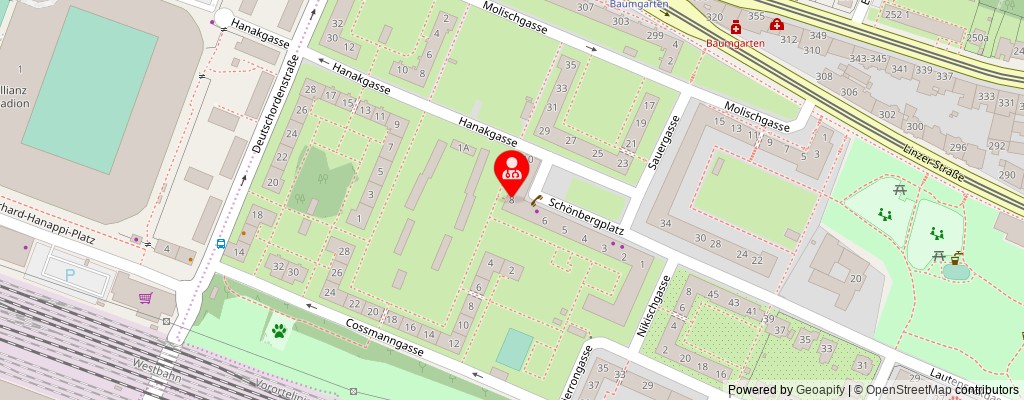 Street map section around the address