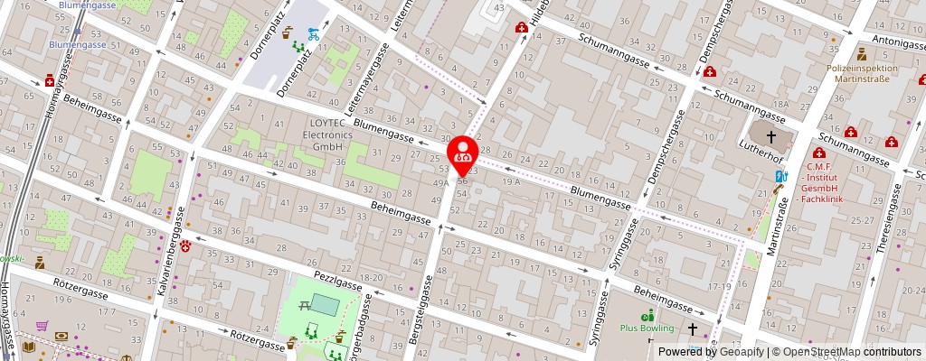 Street map section around the address