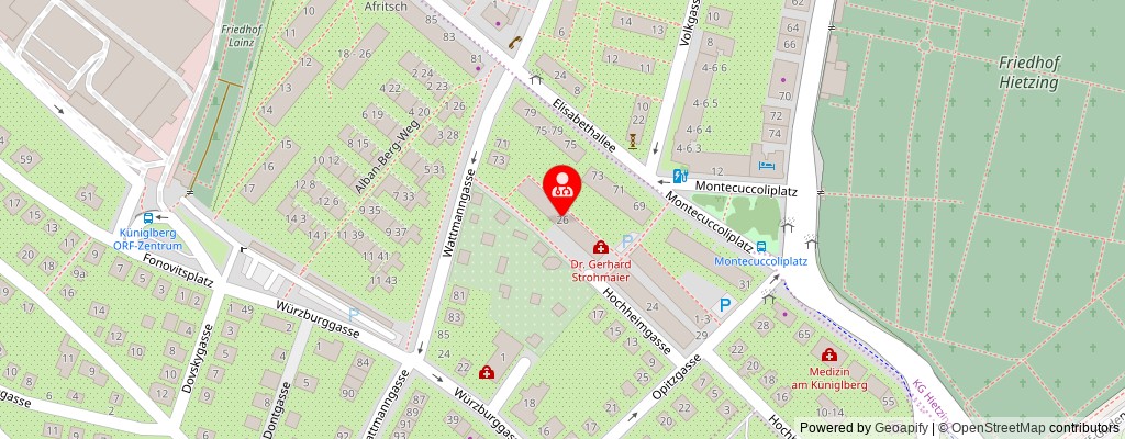 Street map section around the address