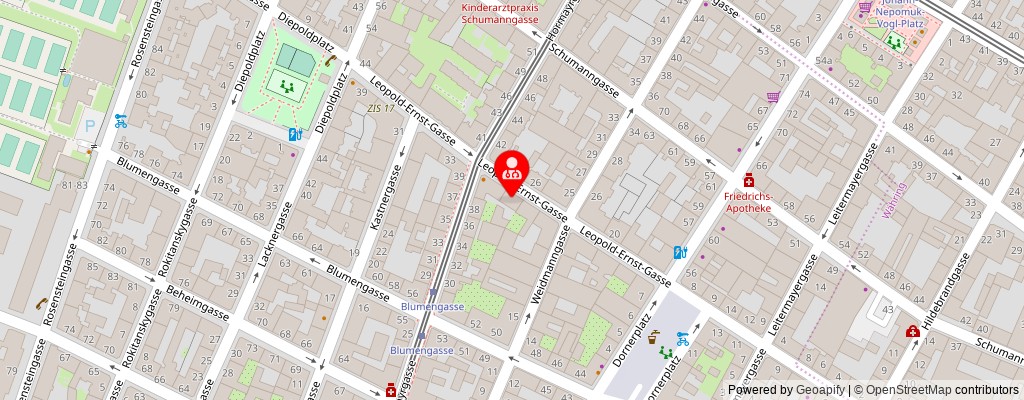 Street map section around the address