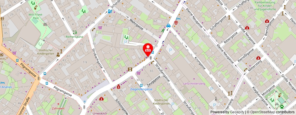 Street map section around the address