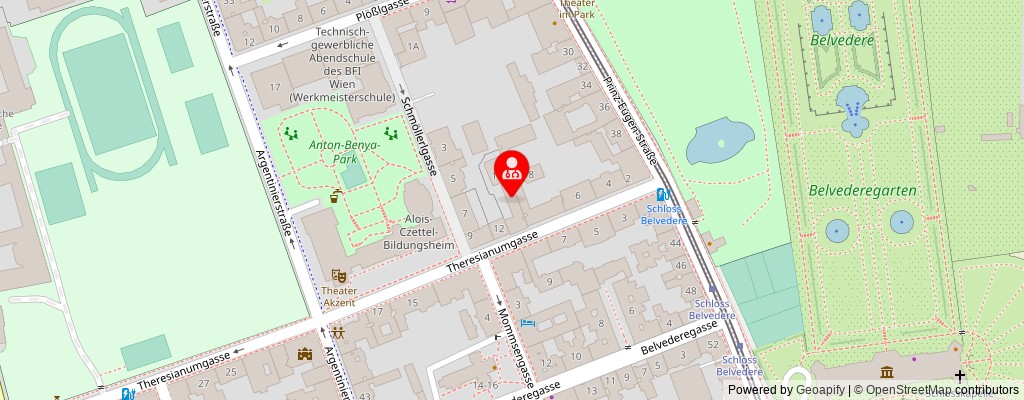 Street map section around the address