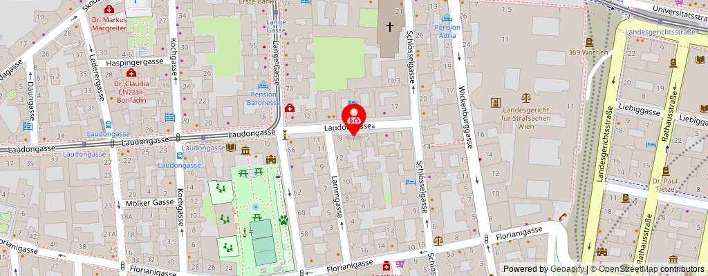 Street map section around the address