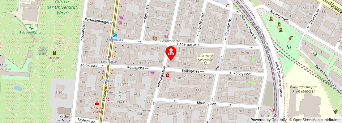 Street map section around the address