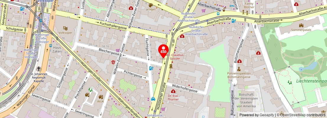 Street map section around the address