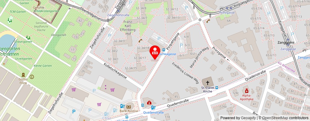 Street map section around the address