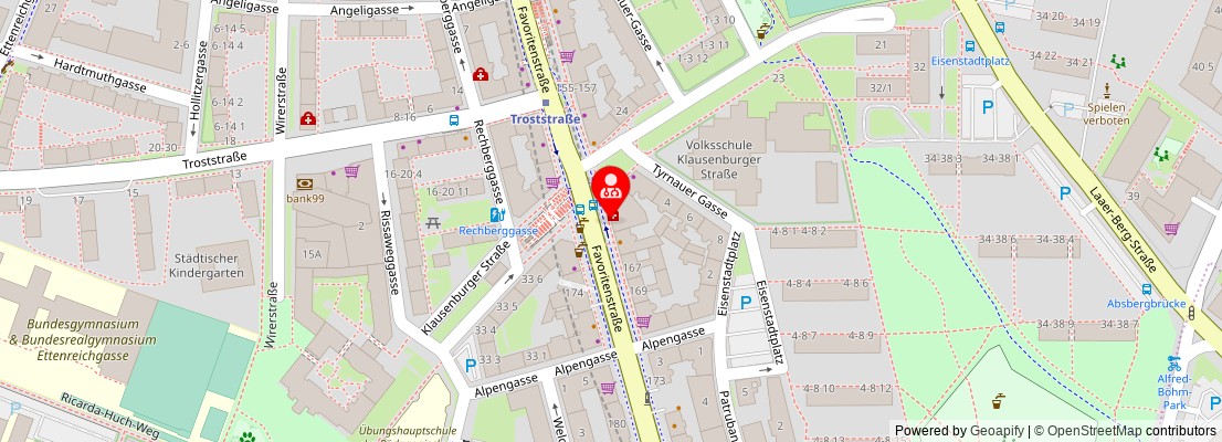 Street map section around the address