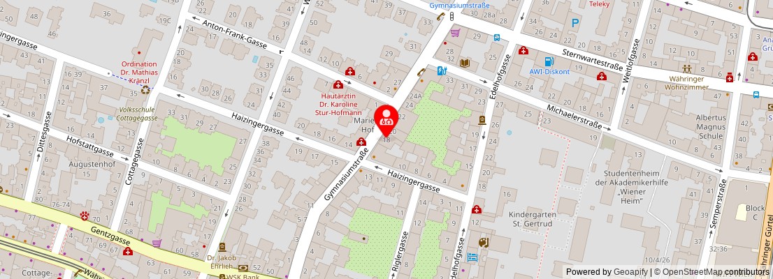 Street map section around the address