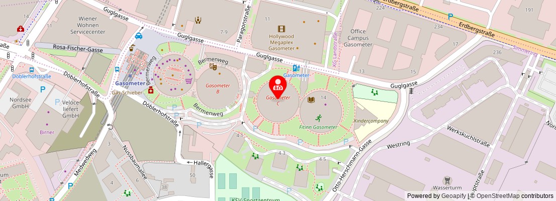 Street map section around the address