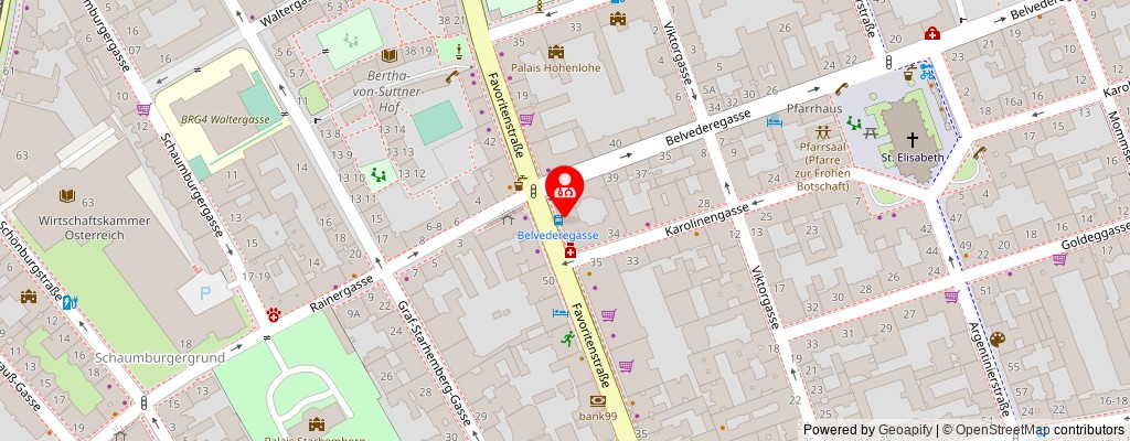 Street map section around the address