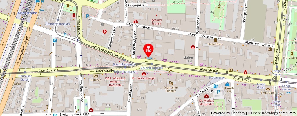 Street map section around the address