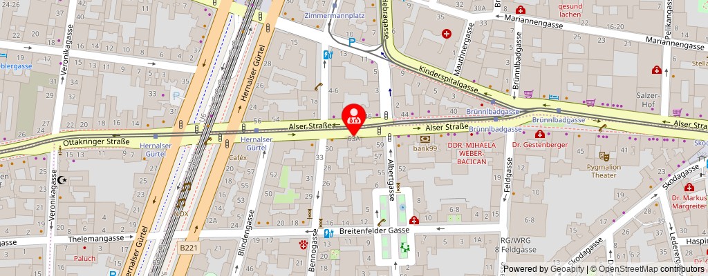 Street map section around the address