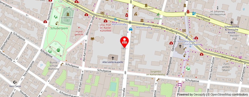 Street map section around the address