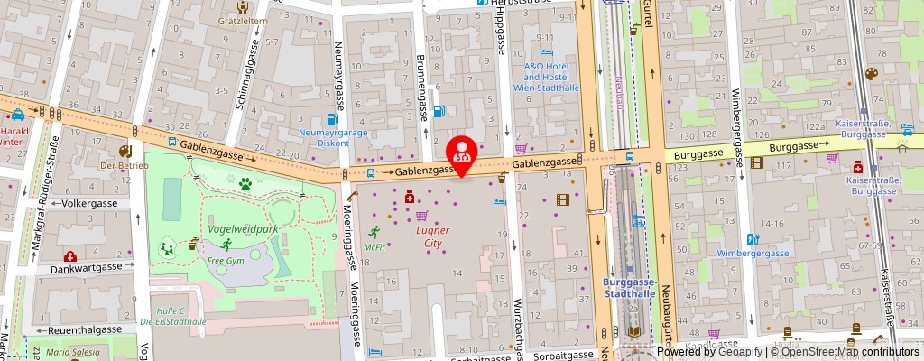 Street map section around the address