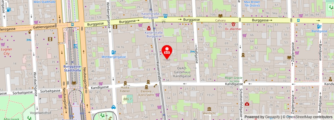 Street map section around the address