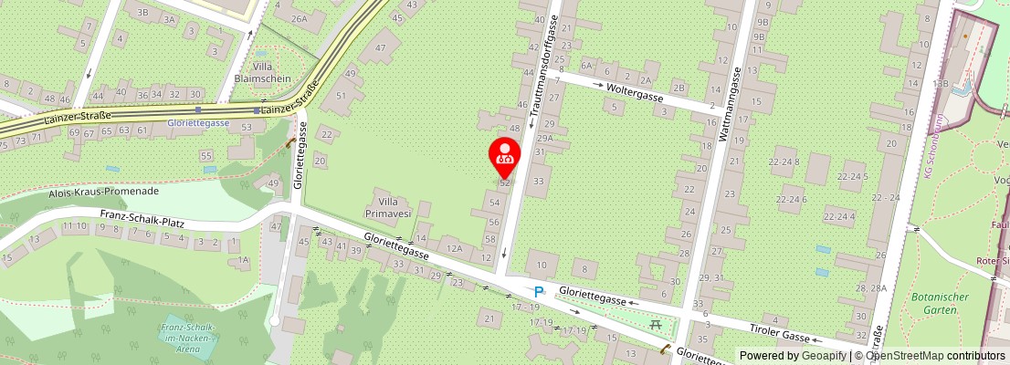 Street map section around the address