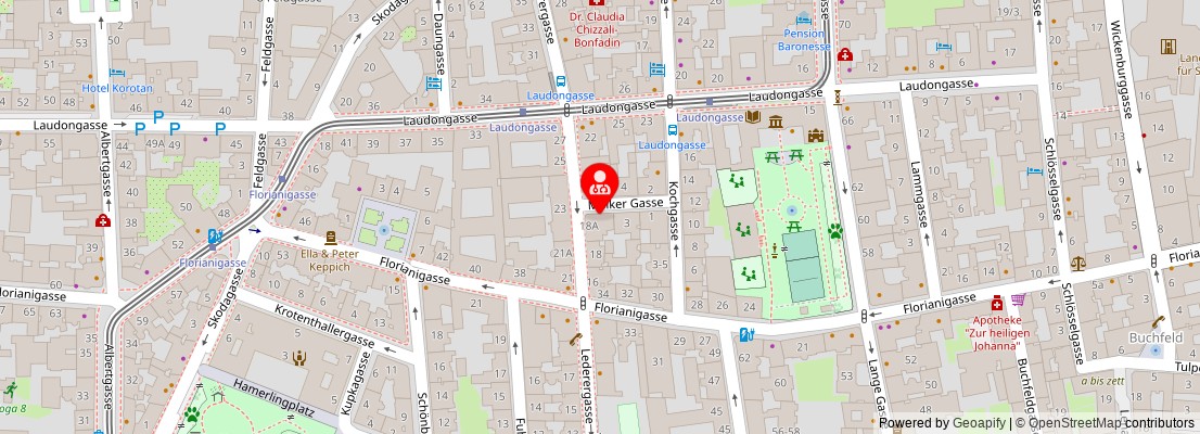 Street map section around the address