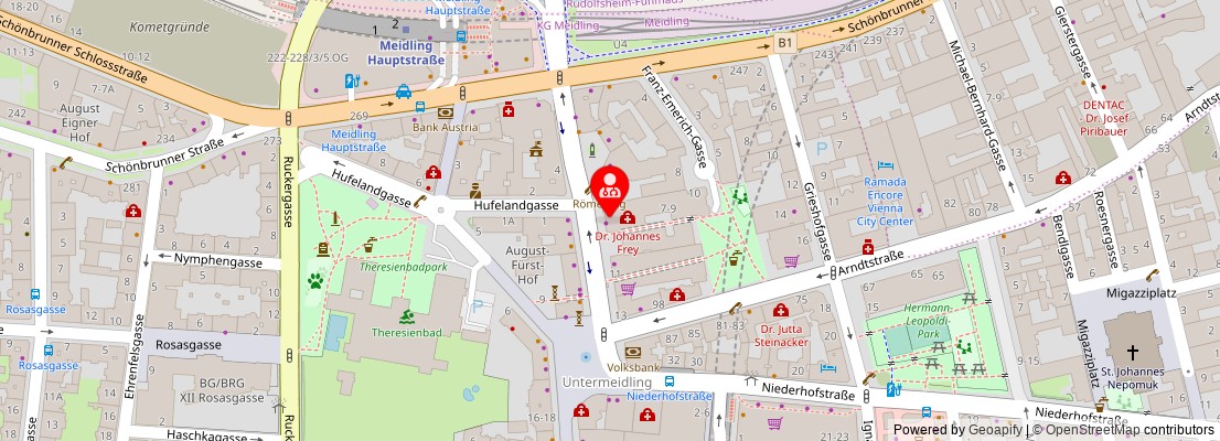 Street map section around the address