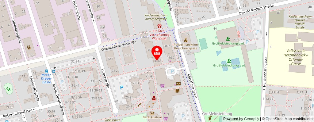 Street map section around the address