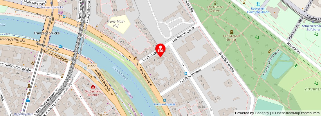 Street map section around the address