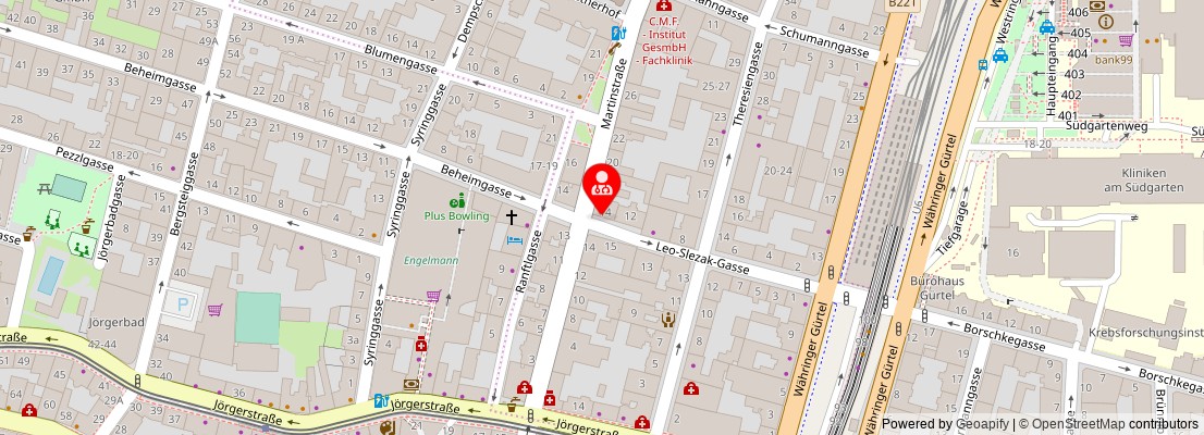 Street map section around the address