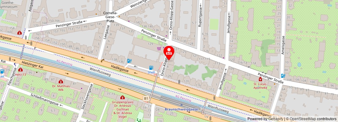 Street map section around the address