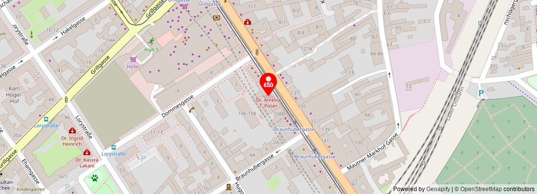 Street map section around the address