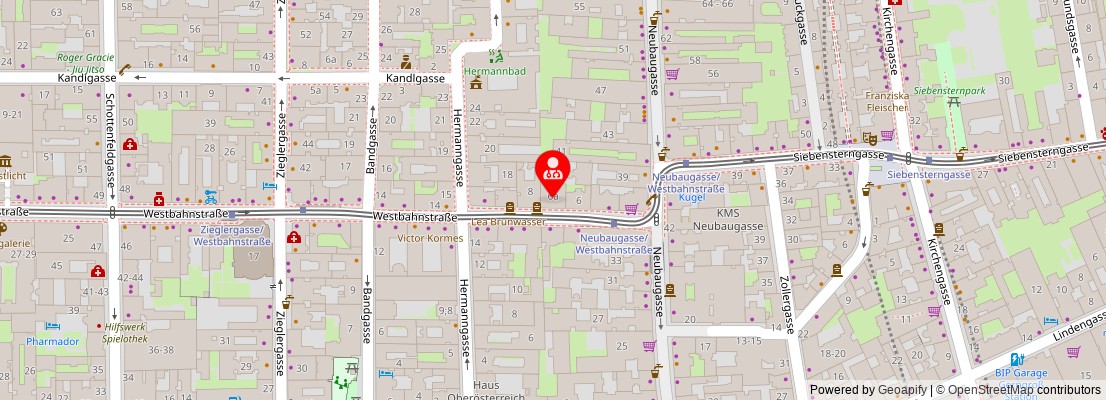 Street map section around the address